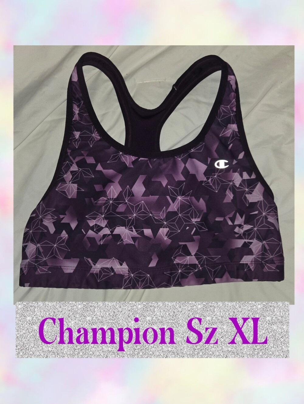 Champion Women’s Purple Patterned Sports Bra Sz XL